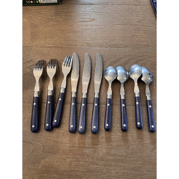 WF Washington Forge Mardi Gras Navy Blue Handle Flatware Taiwan Set of 11 - Picture 13 of 15